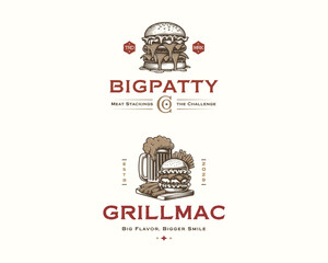 delicious cheesy big burger logo template 