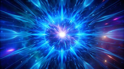 Fototapeta premium Bright Cosmic Explosion with Radiant Energy in Vibrant Blue and Purple Hues