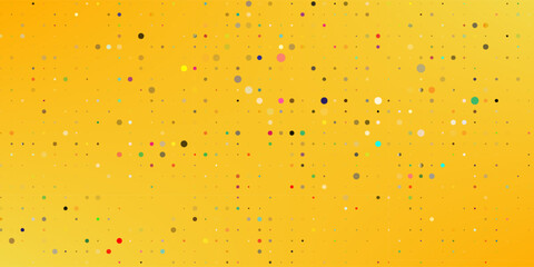 Yellow halftone pattern. Retro comic gradient background. Bright orange pixelated dotted texture overlay.