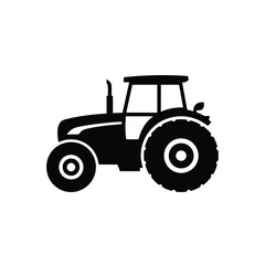 Black silhouette of a modern farm tractor