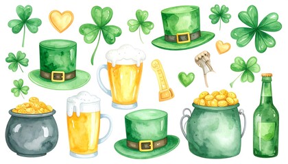 St. Patrick's Day watercolor elements