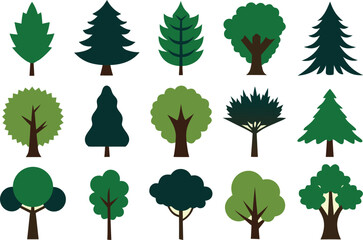 Extensive collection of detailed trees for graphic design projects