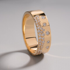 Diamond  Gold ring band with beautyful matt finished diamond ring for women and girls 