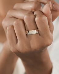 Diamond  Gold ring band with beautyful matt finished diamond ring for women and girls 