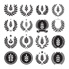 Minimalist Laurel Wreath Signs Vector Set