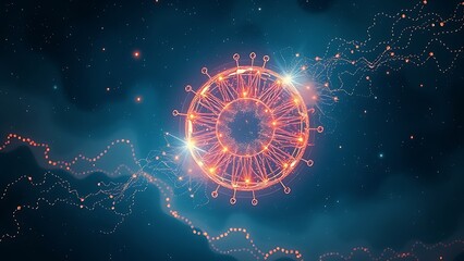 Surreal glowing quantum circuit floating in cosmic void, representing boundless computational potential.