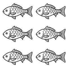 Fototapeta premium Hand drawn fish illustrations diverse species isolated on white background