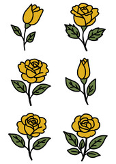set of yellow roses