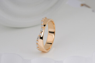 Elegant rose gold engagement ring with sparkling diamond for women 