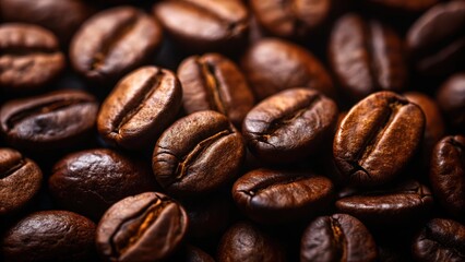 Fototapeta premium Aromatic roasted coffee beans offer a rich, inviting background for your cafe or morning ritual