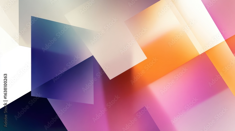 Poster abstract art with layered angular shapes and gradients, isolated on a white background