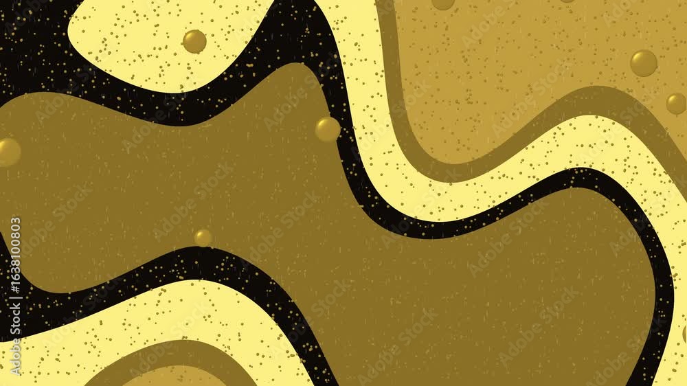 Poster abstract animation with gold, beige, and black shapes. fluid, organic forms move smoothly. subtle sp