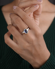 Blue Diamond Engagement gold ring for women 