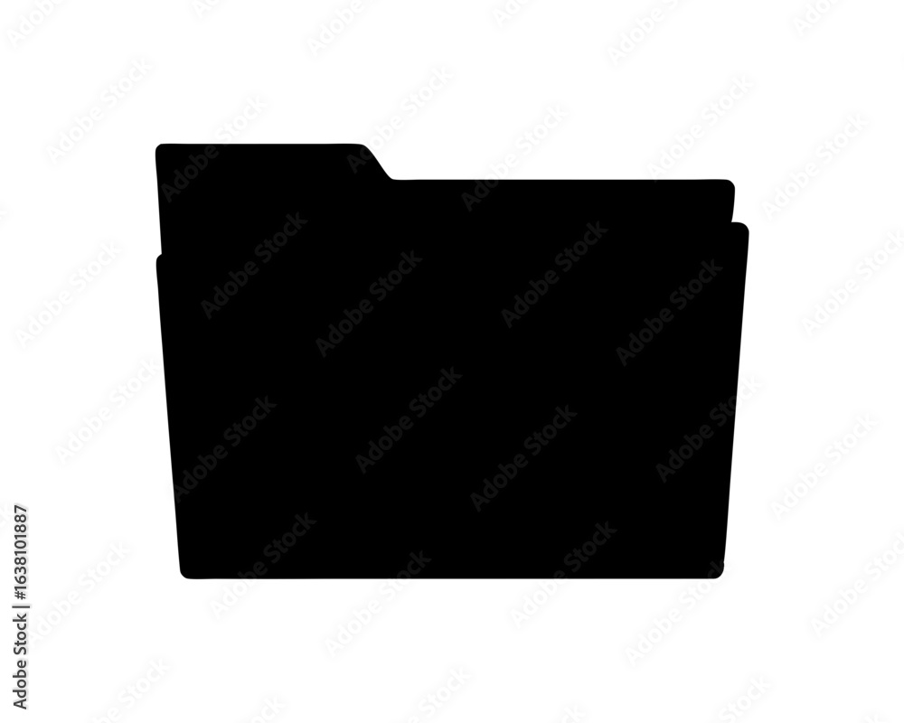 Poster silhouette of a classic file folder icon for document organization system