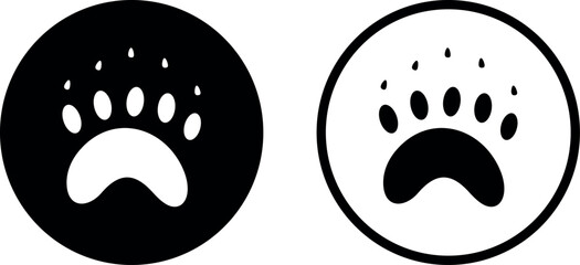 Paw print silhouette. Isolated paw print on white background