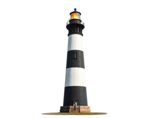 Classic Lighthouse Tower with Lantern Room – Isolated on Transparent Background.
