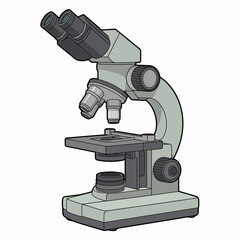 Microscope Illustration for Science, Research, and Education
