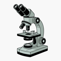 Microscope Illustration for Science, Research, and Education