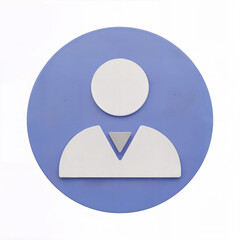 Minimalist Embossed User Profile Icon on Blue Background