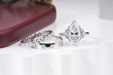 wedding rings on a white background