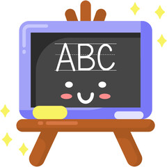  a cartoon illustration of a chalkboard or blackboard, commonly used in educational settings.