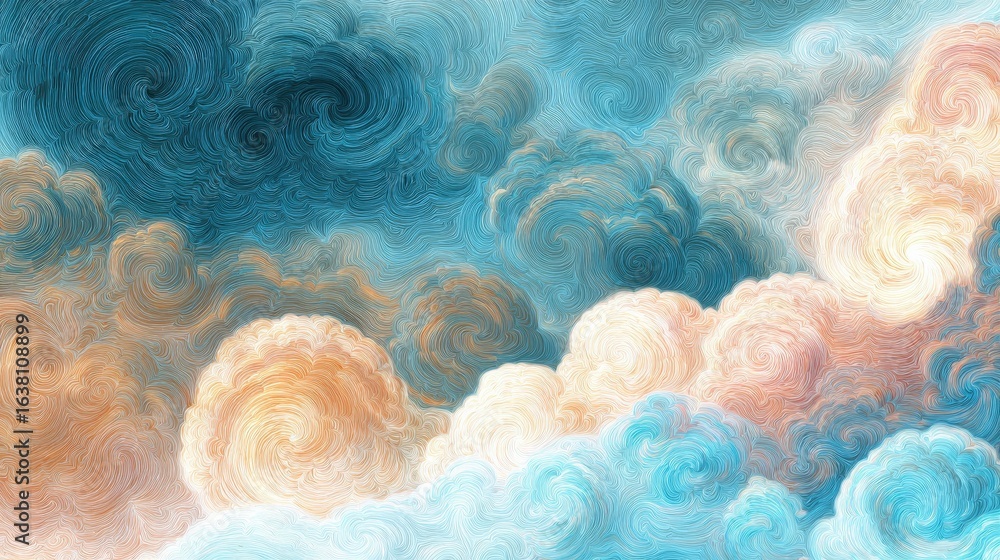 Poster abstract cloud patterns: abstract cloud patterns with soft colors and swirling formations, isolated 