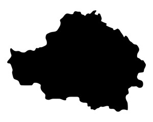 Detailed Silhouette Map of Chernivtsi Oblast, Ukraine, against a White Background