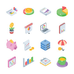 Get this handy bundle of business planning isometric style icons