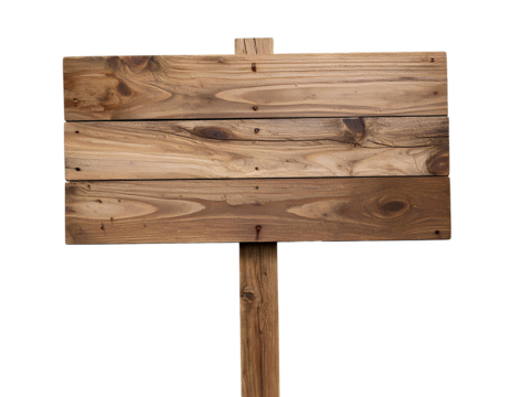 Vintage Wooden Signboard Isolated on Transparent Background – Rustic Design Element.