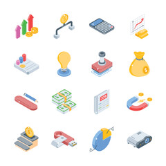Download premium collection showing corporate management isometric icons