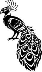 Peacock bird black vector illustration transparent logo icon