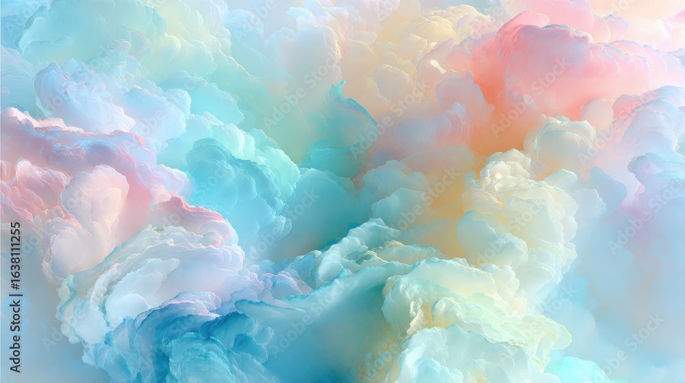 Poster abstract cloud patterns: soft abstract cloud patterns with ethereal textures and pastel colors, isol