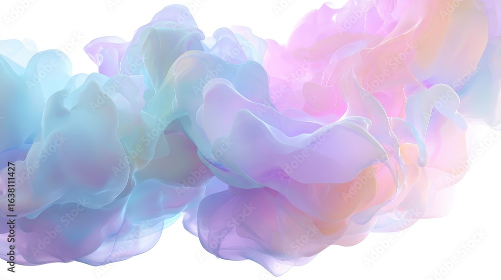 Poster abstract cloud patterns: soft abstract cloud patterns with pastel gradients and ethereal shapes, iso