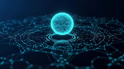Futuristic glowing sphere with network connections and digital data, technology background, abstract technology concept. - Powered by Adobe