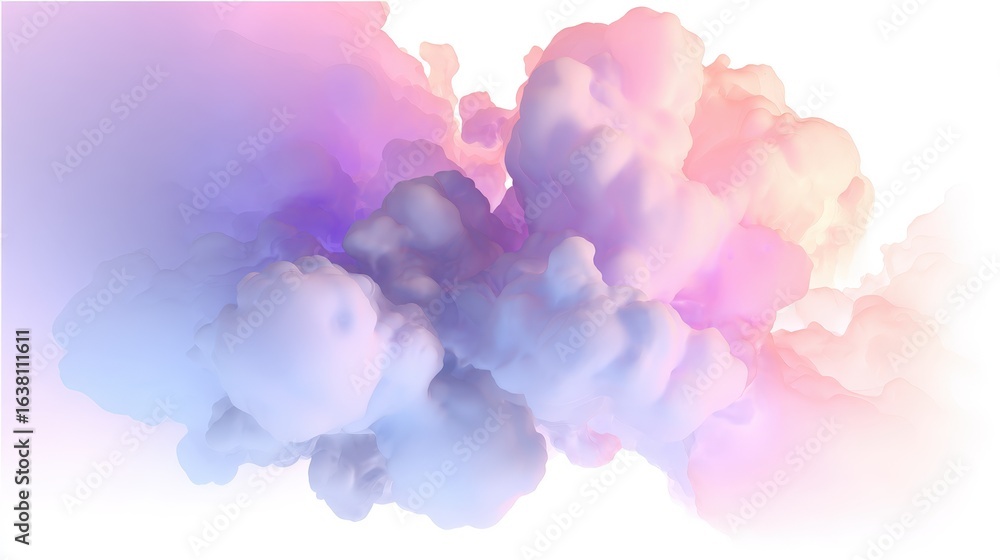 Poster abstract cloud patterns: soft abstract cloud patterns with pastel gradients and ethereal shapes, iso