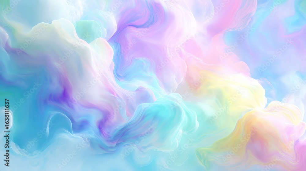 Poster abstract cloud patterns: soft abstract cloud patterns with pastel gradients and ethereal shapes, iso
