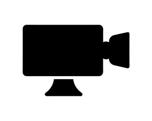 Simple silhouette of a video camera with rounded corners and support stand