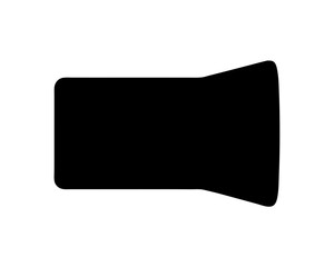 Simple solid black shape with rounded edges and a wide opening