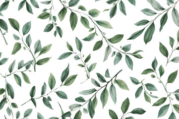 Seamless Linden Leaf Watercolor Pattern for Wallpaper, Packaging, Frames, Isolated on Transparent Background