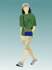 Cool Guy in Bucket Hat Modern Vector Illustration