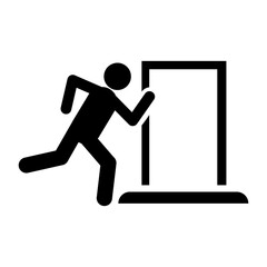 Safety emergency exit sign in green and white. Perfect for safety manuals, building signage, evacuation plans, and workplace safety materials.