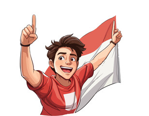 man with flag anivarsari indonesian 80