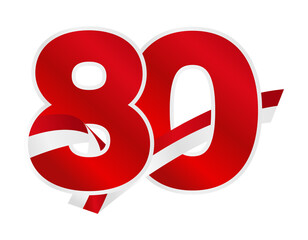 80th Anniversary of Indonesian Independence Logo Red and White Creative Design