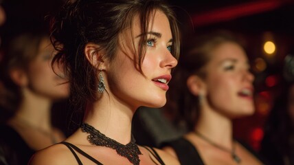 Elegant Woman Enjoying Performance at a Nightclub Event