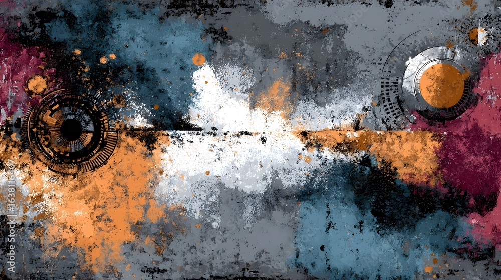 Poster a visually striking abstract background featuring a dynamic composition of vibrant colors grunge tex