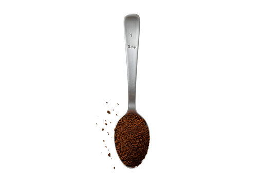Metal spoon filled with coffee beans isolated on transparent background tablespoon sign