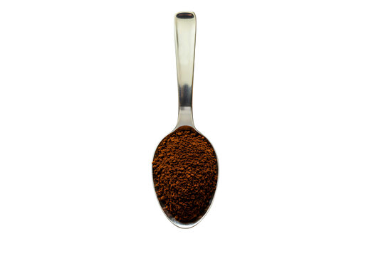 Metal spoon filled with coffee beans isolated on transparent background tablespoon sign