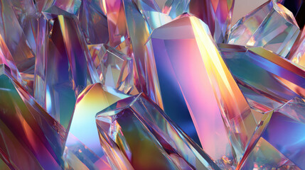 Abstract crystal shards refracting colorful light