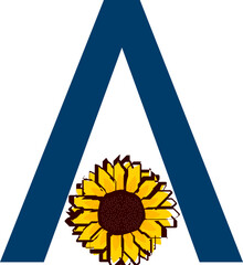 Yellow Sunflower Letter A Logo Design