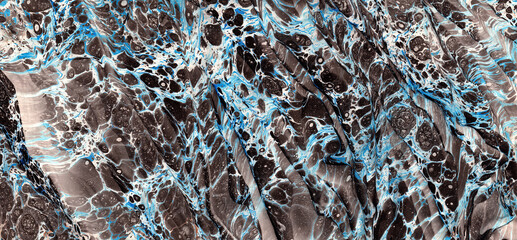 Spanish wave pattern blue and black marbled paper texture